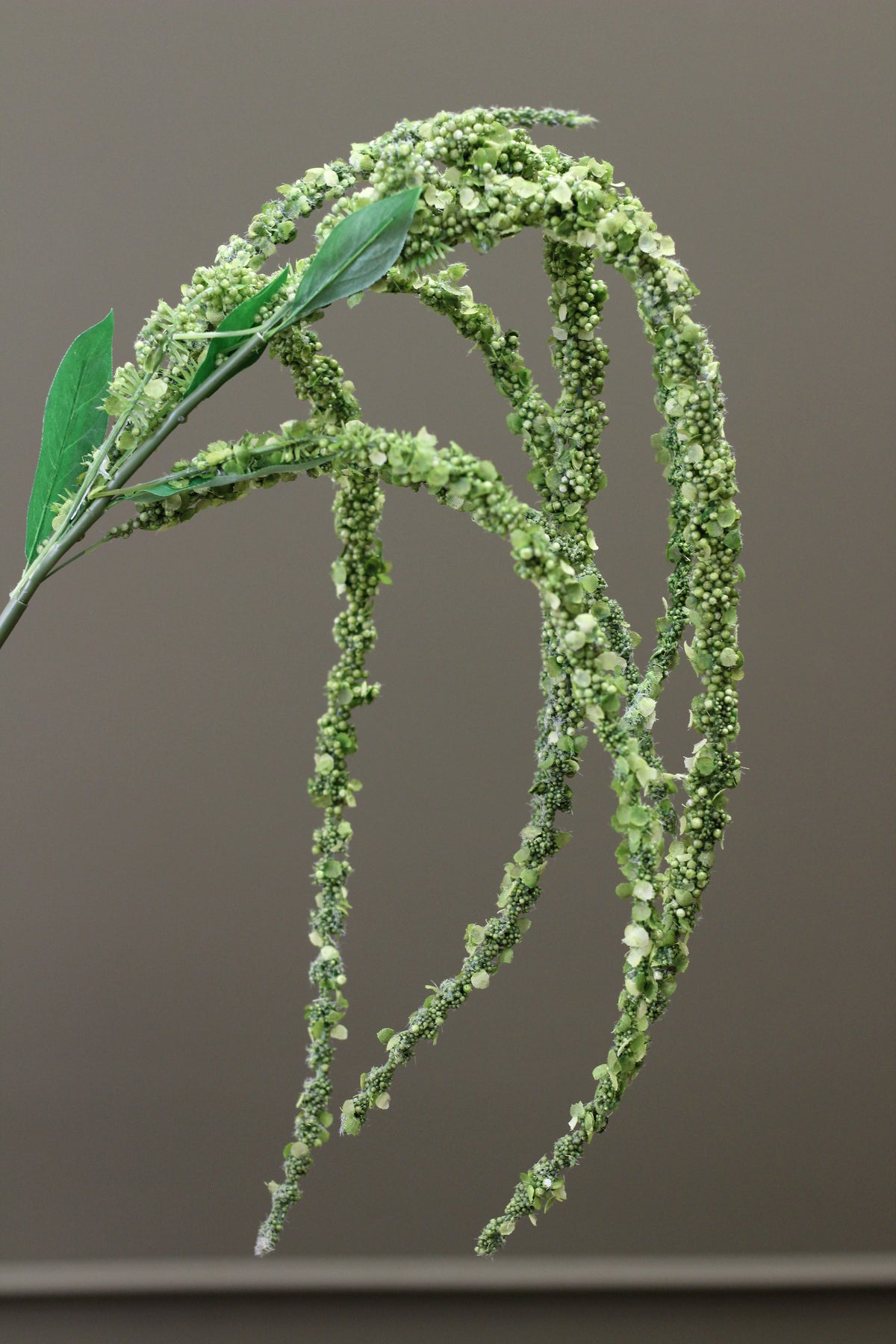 Cascading Amaranthus Stem – Olive Green detail view of cascading faux foliage