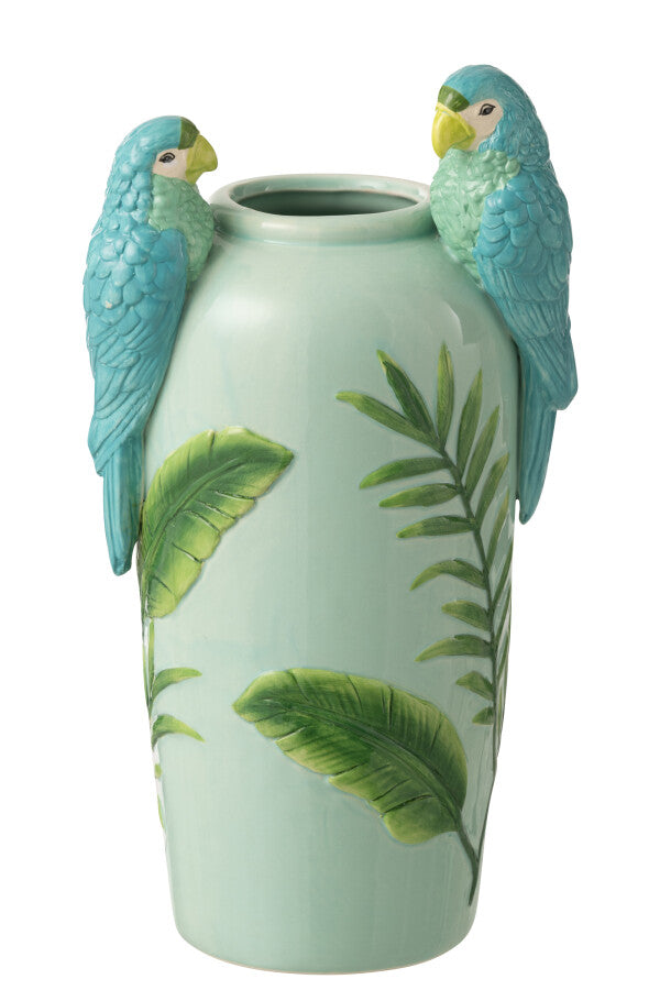 Tall Green Parrot Vase detail – Leya Buster Interiors