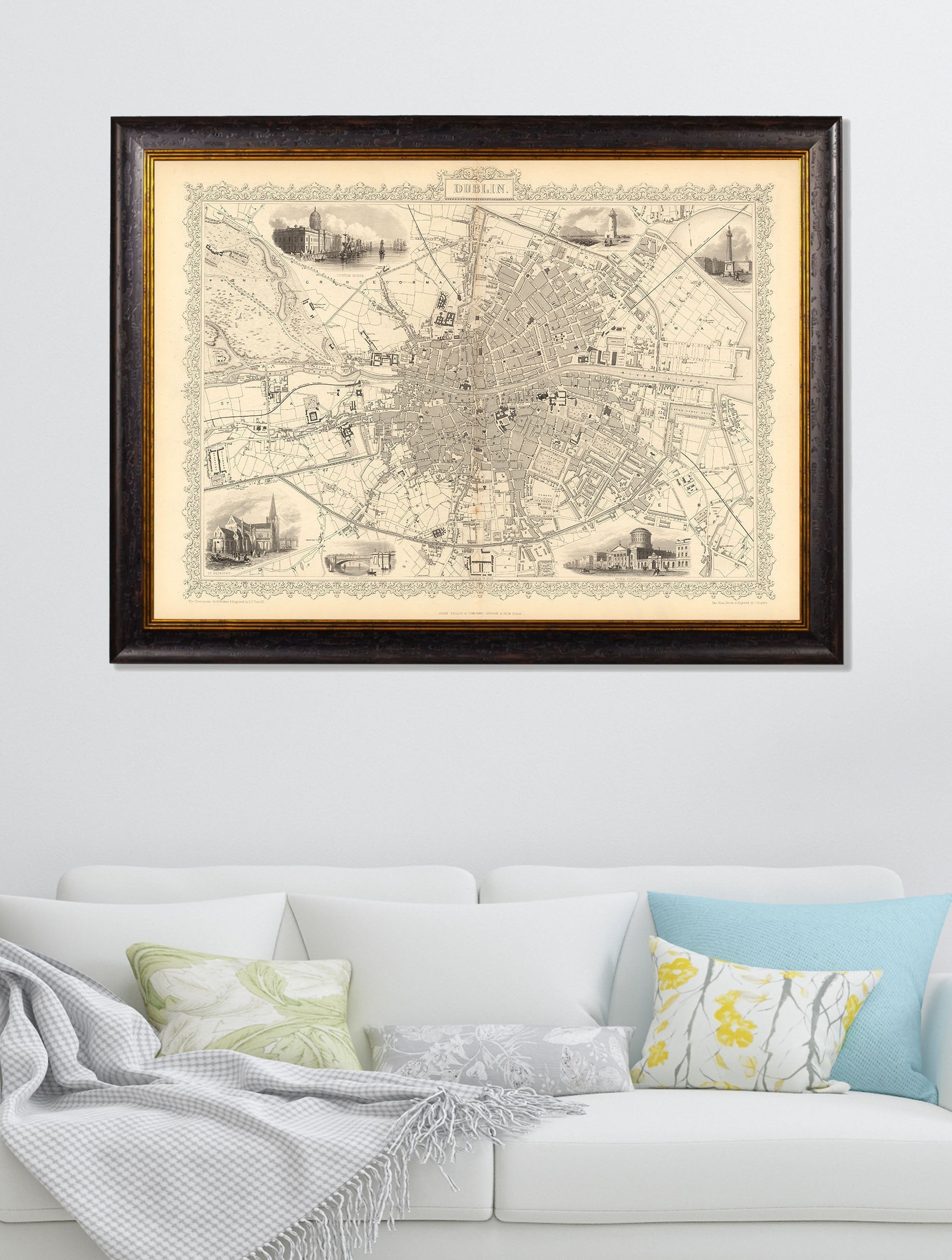 c.1851 Map of Dublin – framed wall art at Leya Buster Interiors