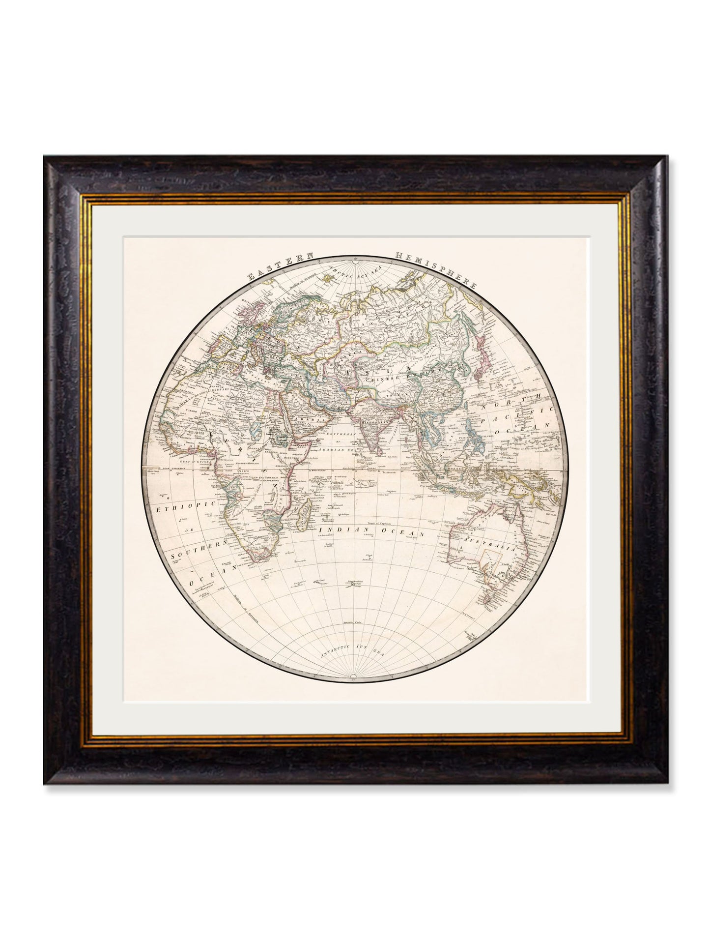 c.1838 World Map Hemispheres styled view – Leya Buster Interiors