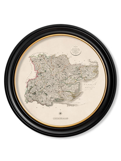 c.1806 County Maps of England – Round styled view – Leya Buster Interiors