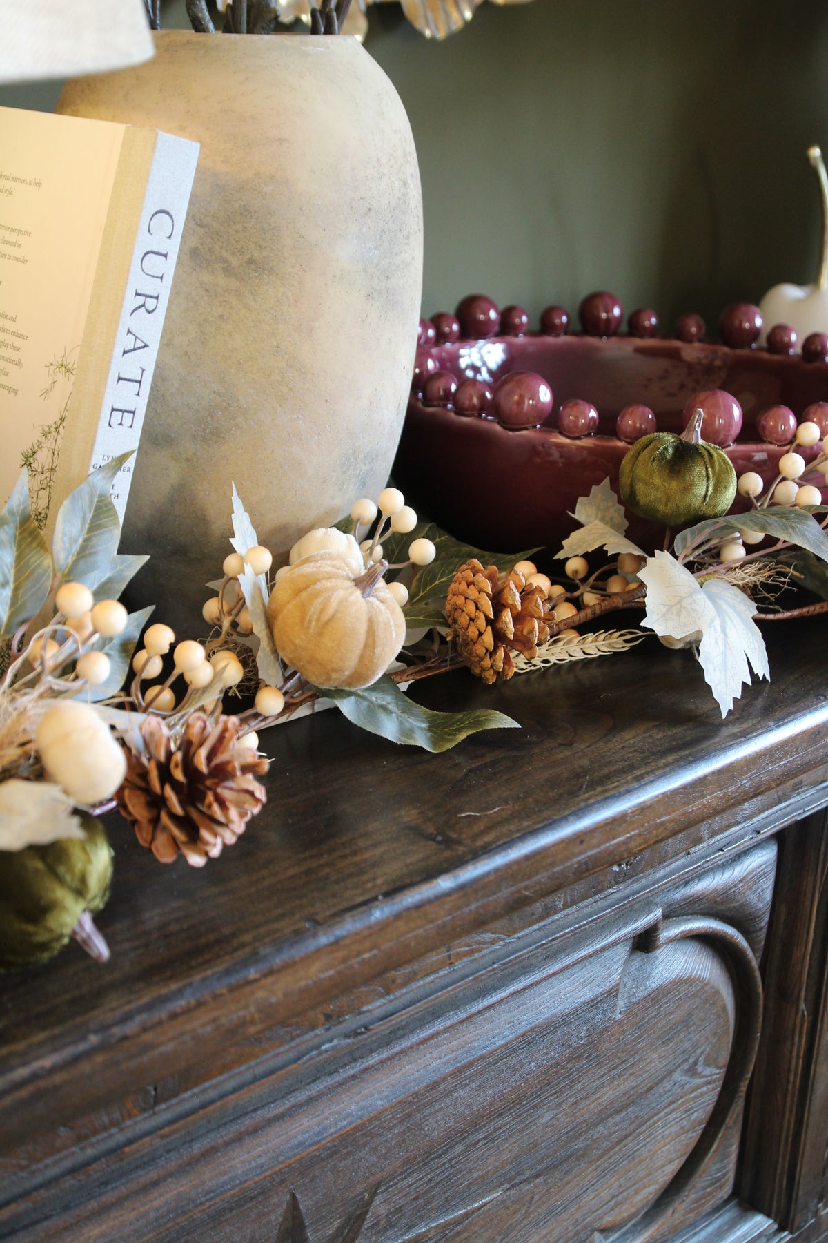 Harvest Woodland Pumpkin Garland with warm autumn pumpkins and seasonal foliage