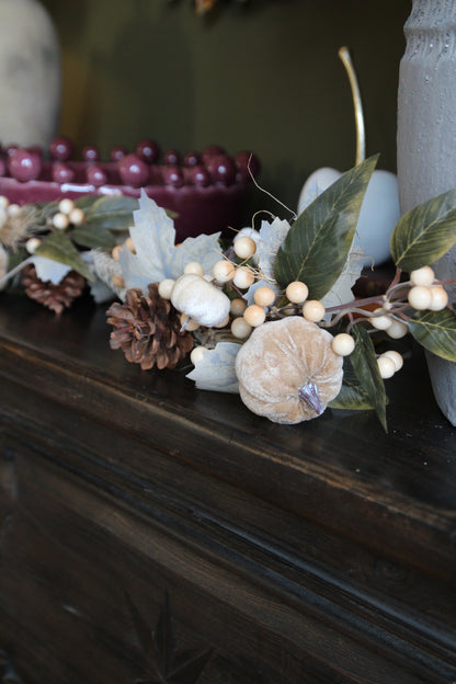 Harvest Woodland Pumpkin Garland styled across an autumn interior