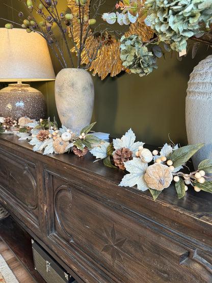 Harvest Woodland Pumpkin Garland alternative view for mantel styling