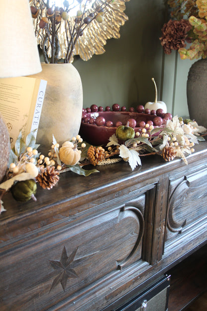 Harvest Woodland Pumpkin Garland close view of autumn woodland detail