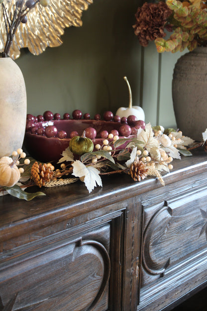 Harvest Woodland Pumpkin Garland full-length seasonal styling view