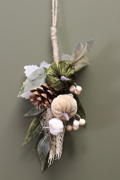 Harvest Woodland Pumpkin Swag styled for an autumn seasonal display