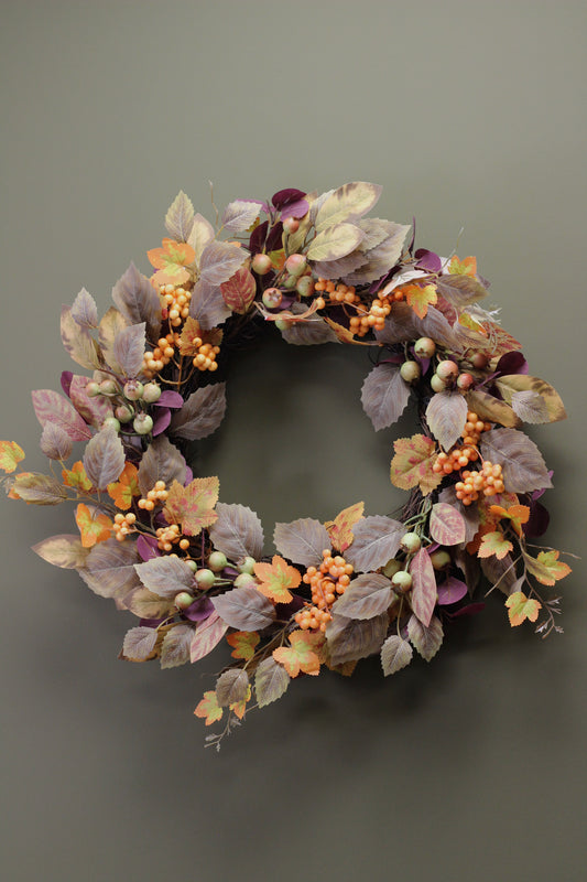 Harvest Woodland Wreath with rich autumn foliage and seasonal texture