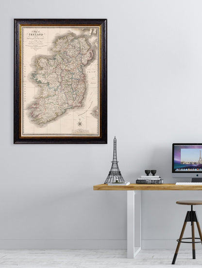 c.1838 Map of Ireland – framed wall art at Leya Buster Interiors