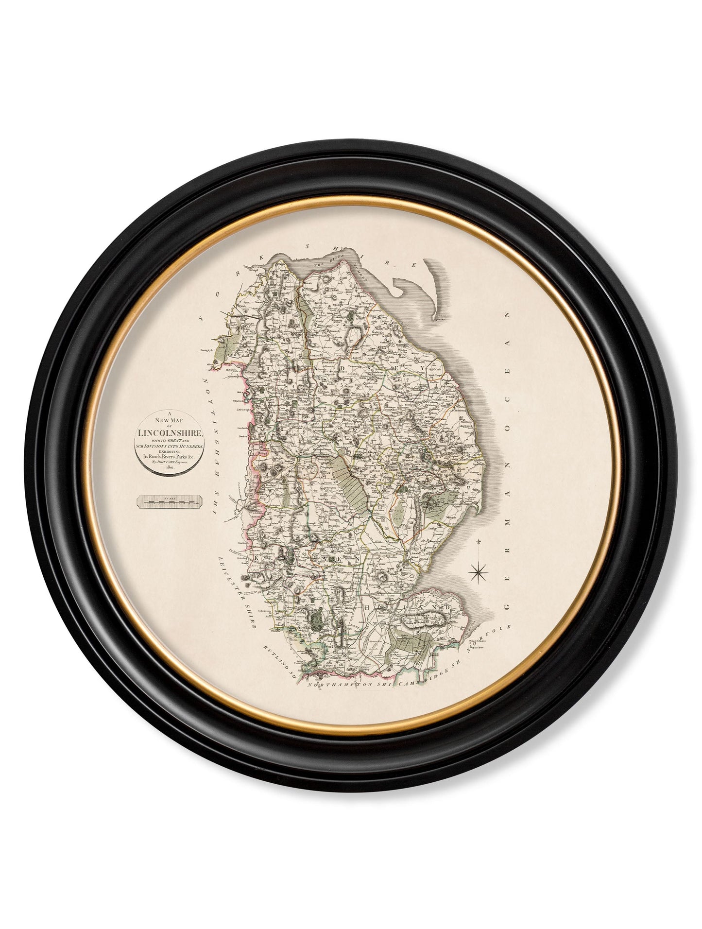 c.1806 County Maps of England – Round styled view – Leya Buster Interiors