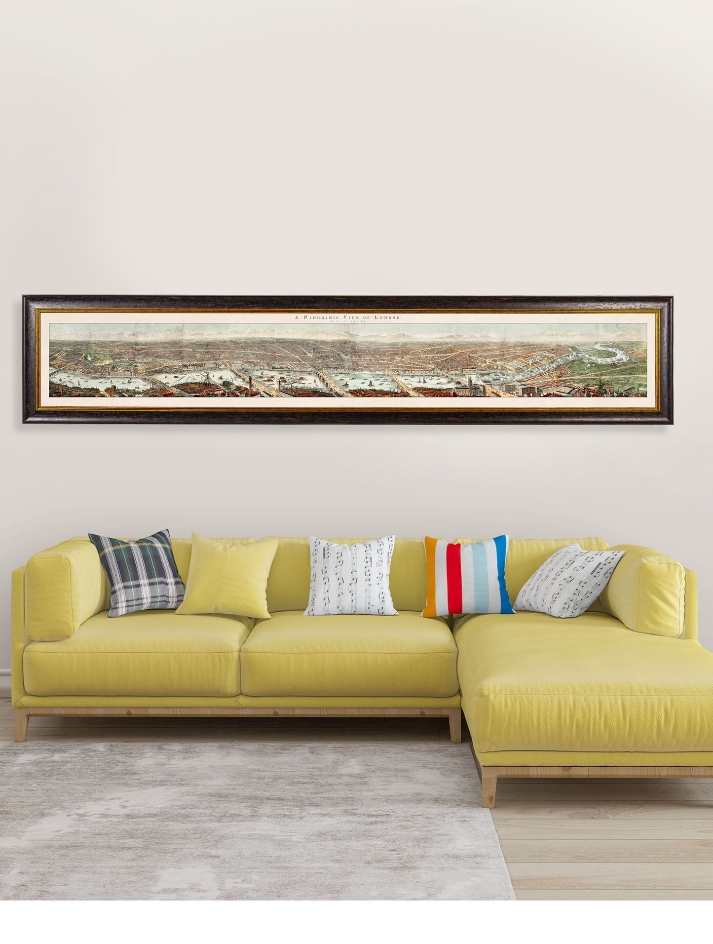 c.1845 Panoramic View of London and the River Thames – framed wall art at Leya Buster Interiors