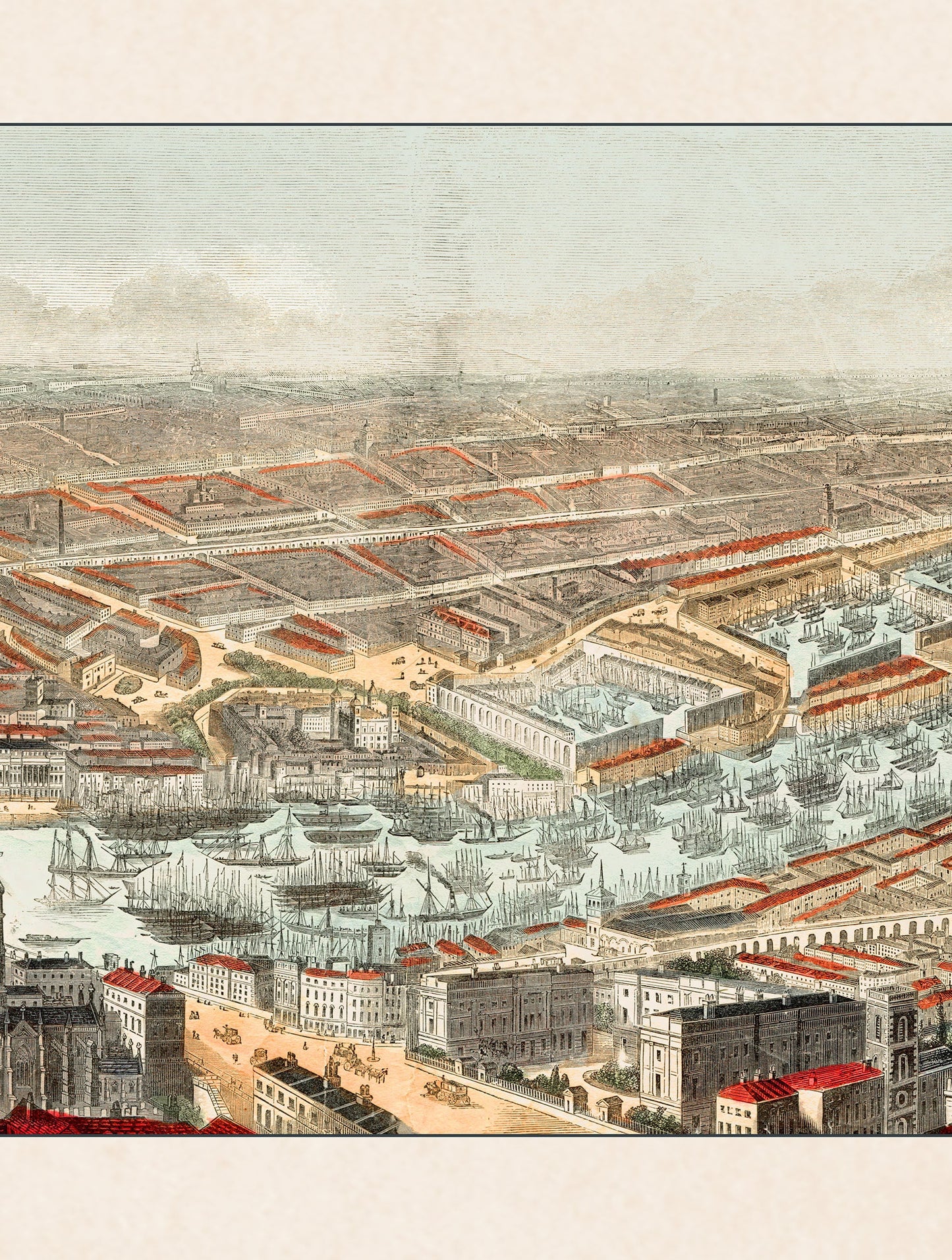 c.1845 Panoramic View of London and the River Thames styled view – Leya Buster Interiors
