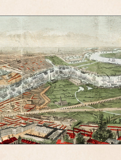 c.1845 Panoramic View of London and the River Thames styled view – Leya Buster Interiors