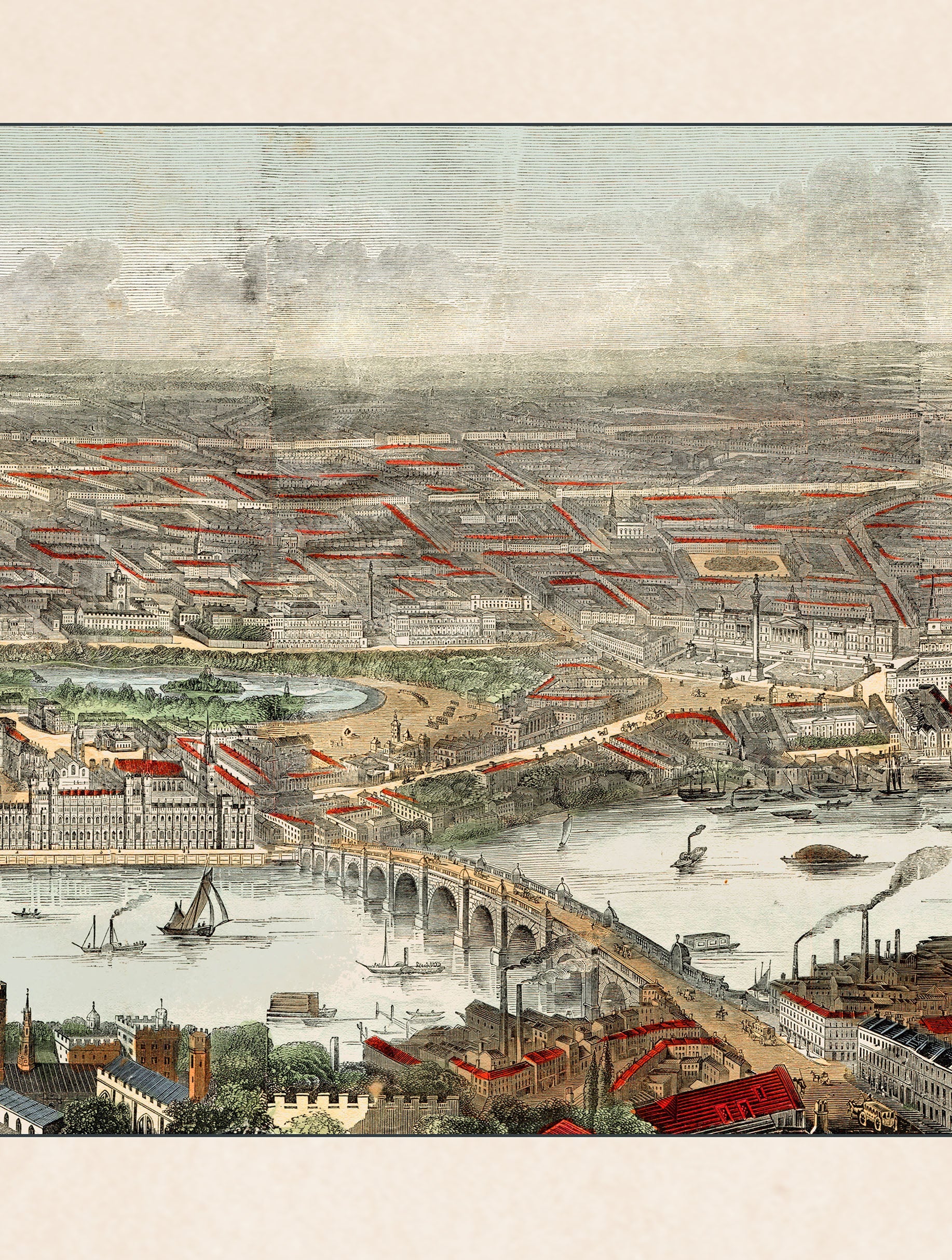 c.1845 Panoramic View of London and the River Thames styled view – Leya Buster Interiors