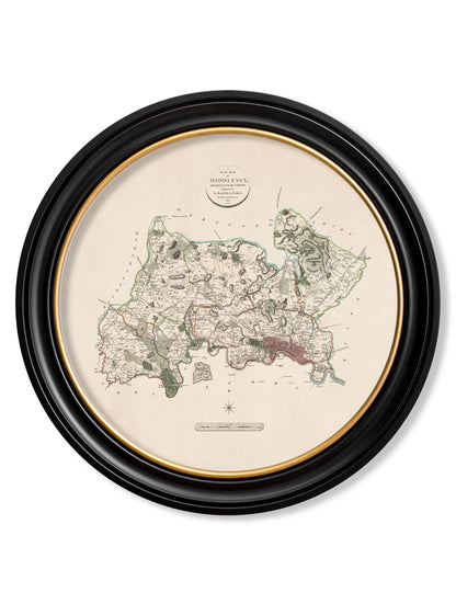 c.1806 County Maps of England – Round styled view – Leya Buster Interiors