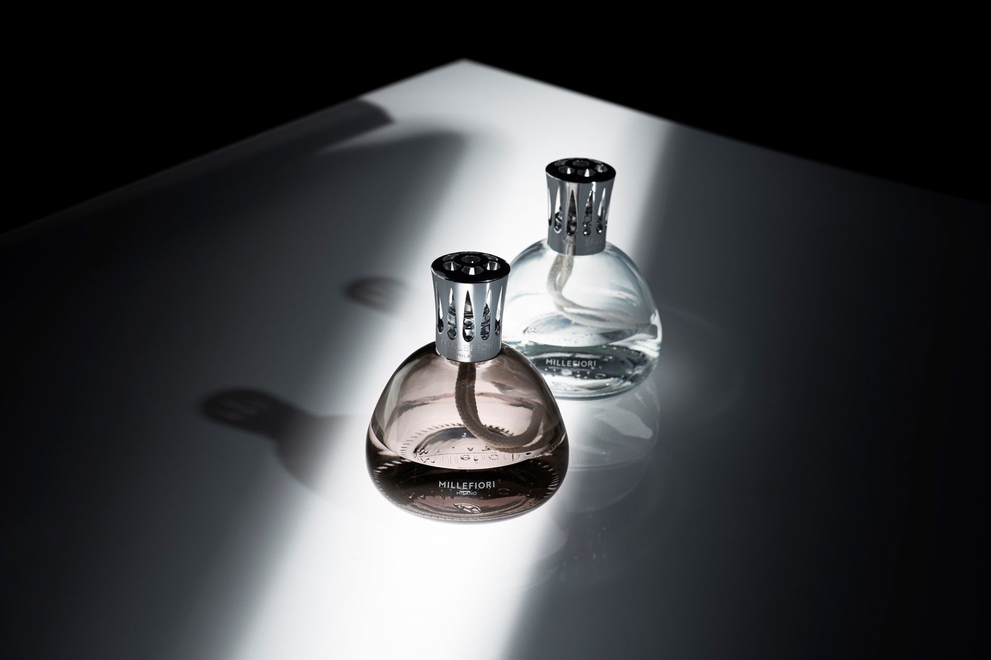 Millefiori Transparent and Smokey Grey Fragrance Lamps lifestyle image