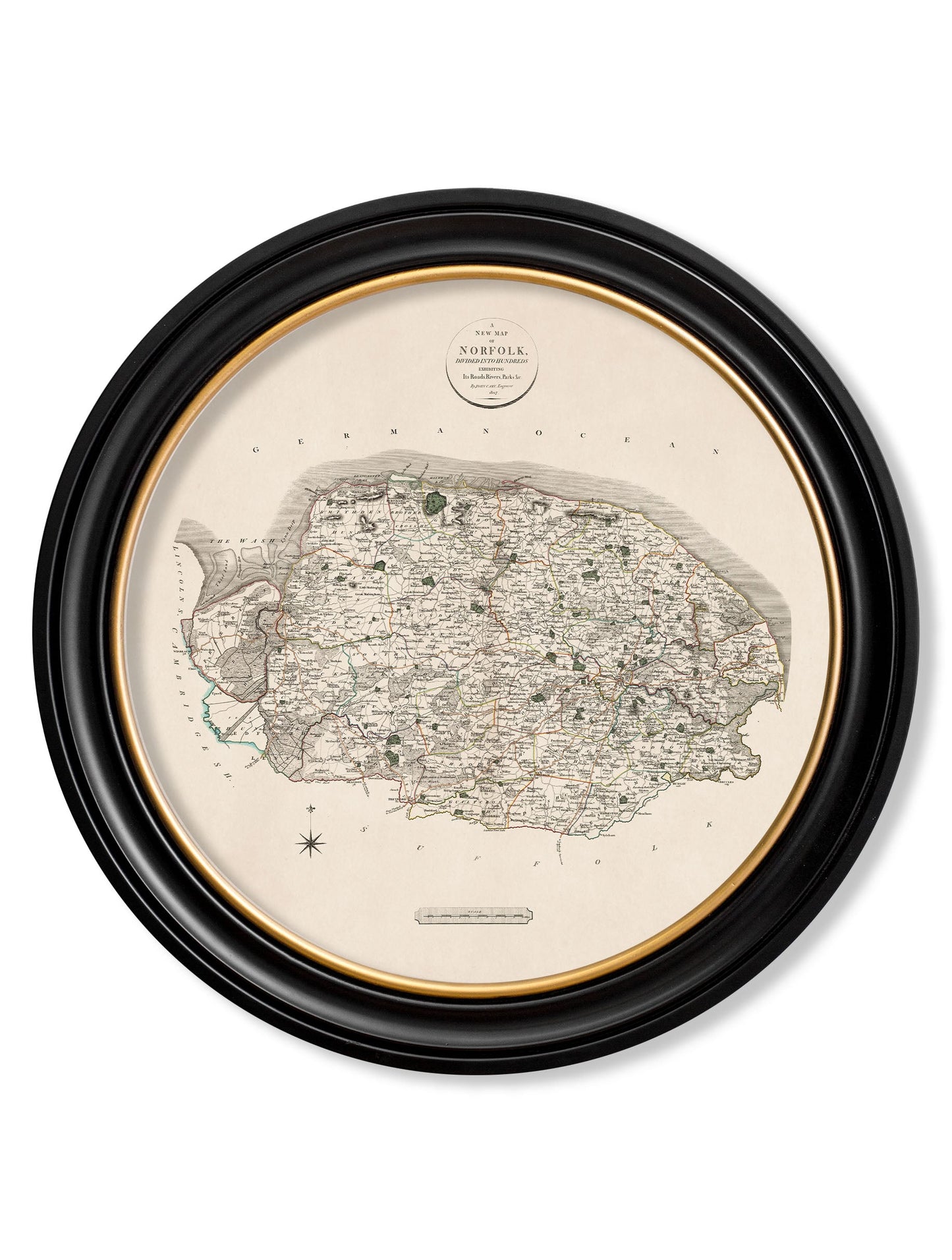 c.1806 County Maps of England – Round styled view – Leya Buster Interiors