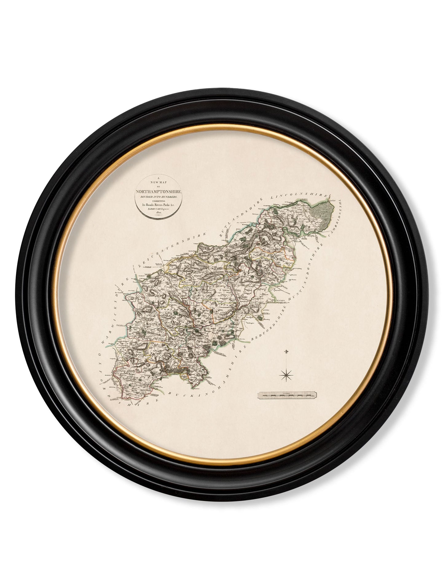 c.1806 County Maps of England – Round styled view – Leya Buster Interiors