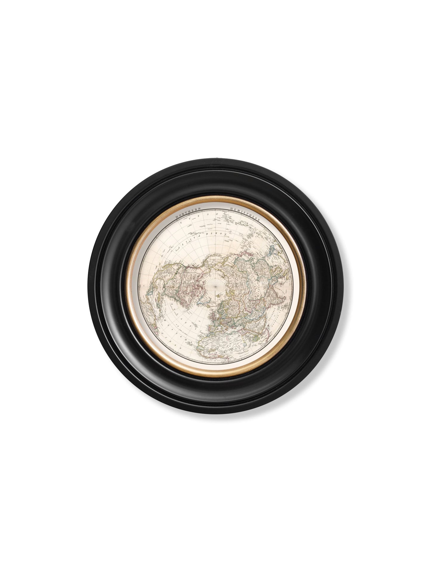 c.1838 World Map Hemispheres in Round Frames styled view – Leya Buster Interiors