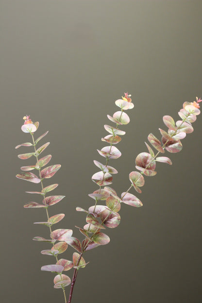 Olive & Umber Eucalyptus Stem faux foliage in muted olive and warm brown tones