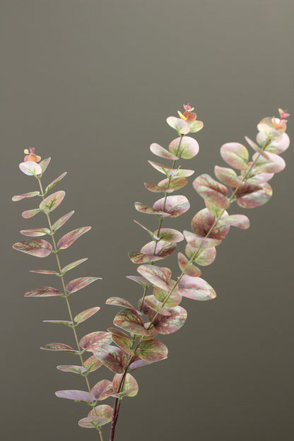 Olive & Umber Eucalyptus Stem detail view of weathered faux foliage