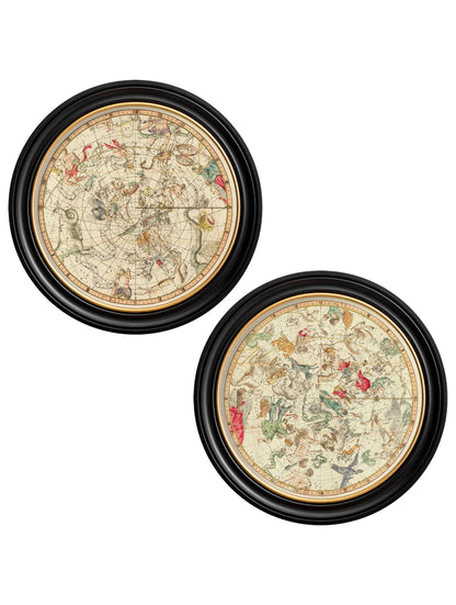 c.1820 Map of Constellations – Round Frame detail – Leya Buster Interiors