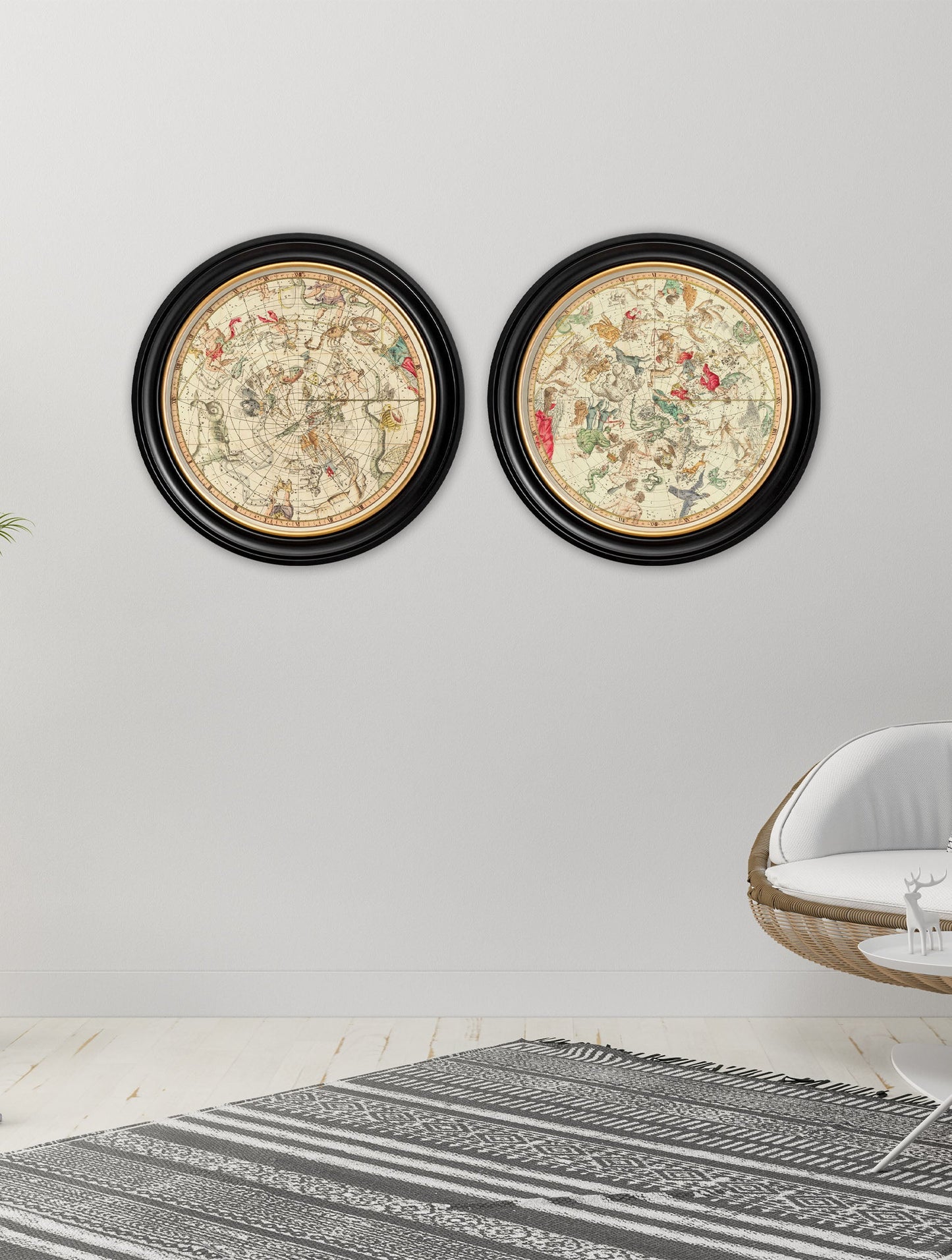 c.1820 Map of Constellations – Round Frame – framed wall art at Leya Buster Interiors
