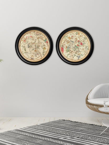 c.1820 Map of Constellations – Round Frame – framed wall art at Leya Buster Interiors