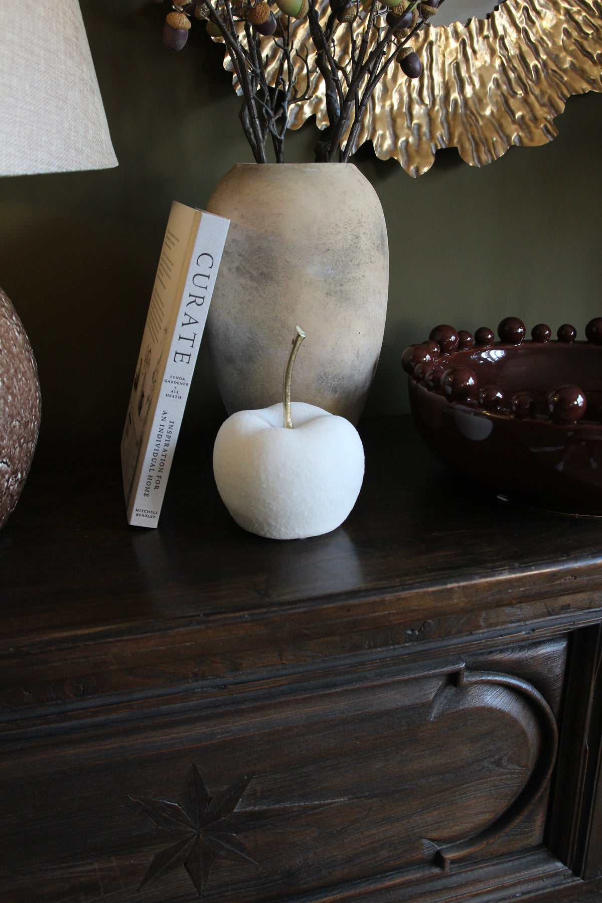 Quartz White Decorative Apple for shelf and console styling