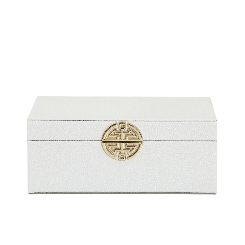 Elegant White Faux Leather Jewellery Box with Mirror Lid