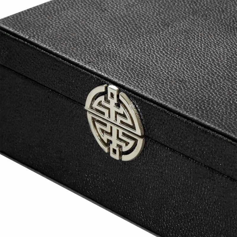 Elegant Black Faux Leather Jewellery Box with Mirror Lid