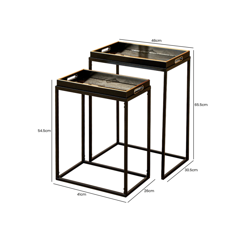 Mirrored Leaf Nest of Tray Tables (Set of 2)