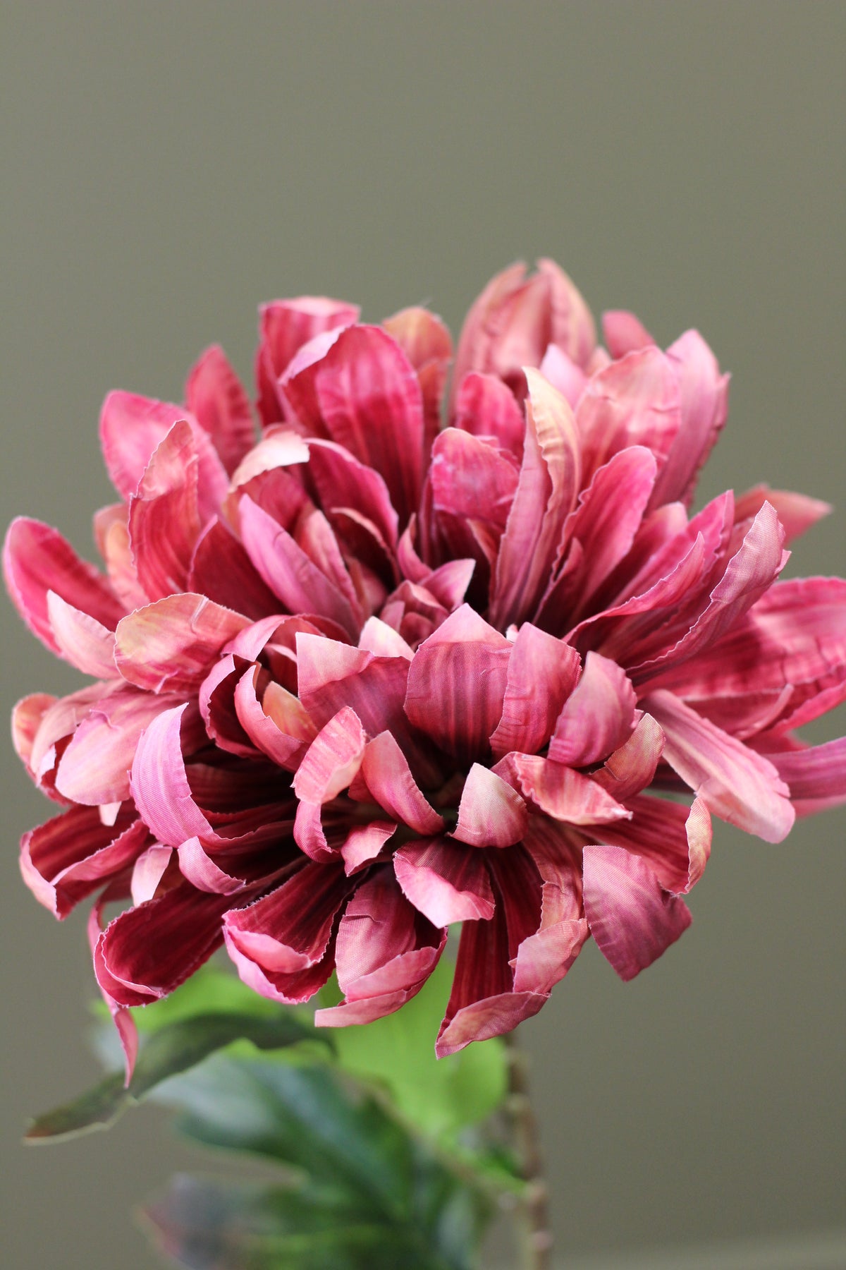 Russet Heritage Chrysanthemum Stem detail view of the full faux flower head