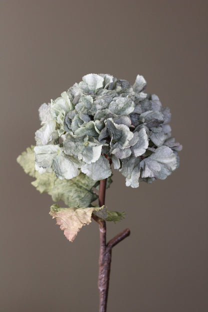 Rustic Hydrangea Stem – Moss Green faux hydrangea with a full muted green flower head