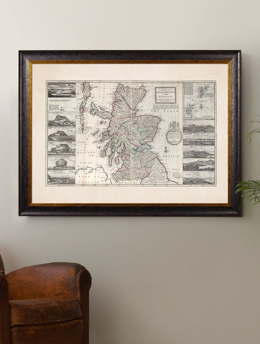 c.1714 Map of Scotland – framed wall art at Leya Buster Interiors