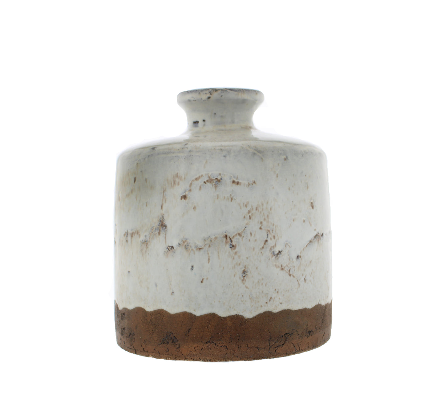 Aged Cream Terracotta Vase with Dark Brown Base styled view – Leya Buster Interiors