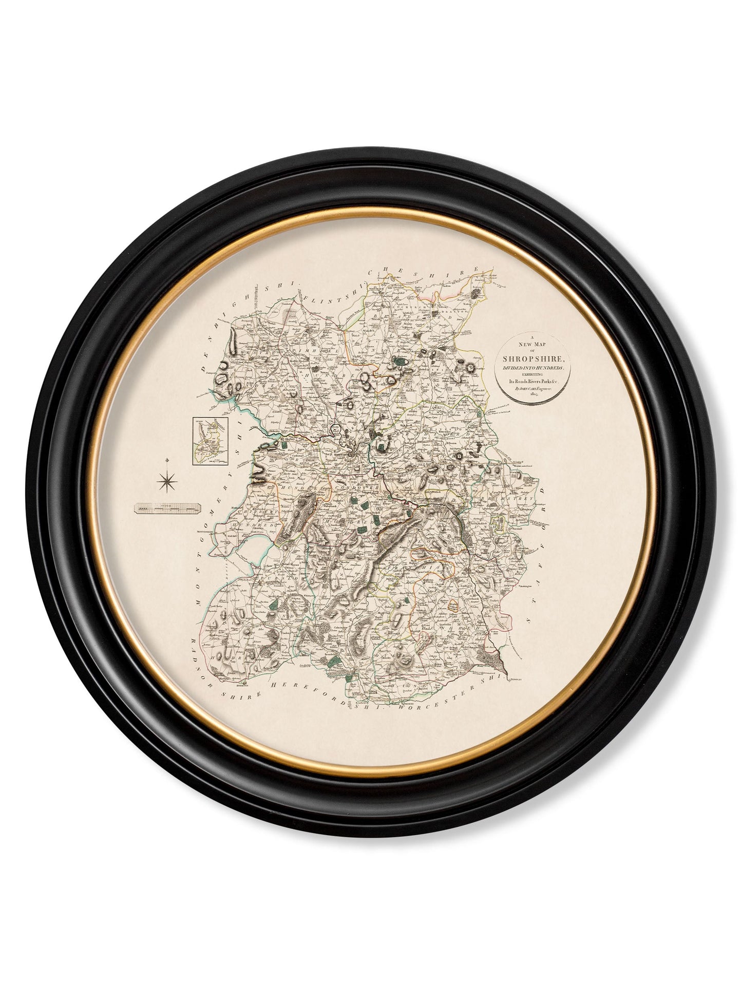 c.1806 County Maps of England – Round styled view – Leya Buster Interiors