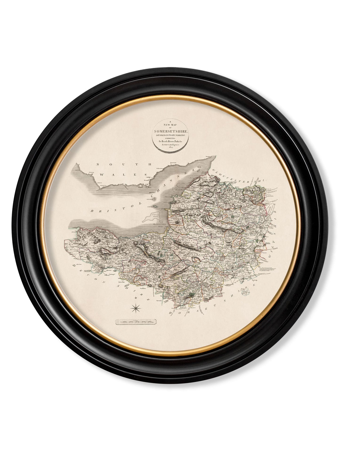 c.1806 County Maps of England – Round styled view – Leya Buster Interiors