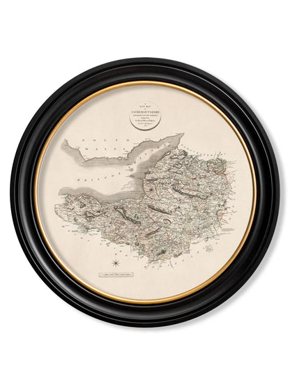 c.1806 County Maps of England – Round styled view – Leya Buster Interiors