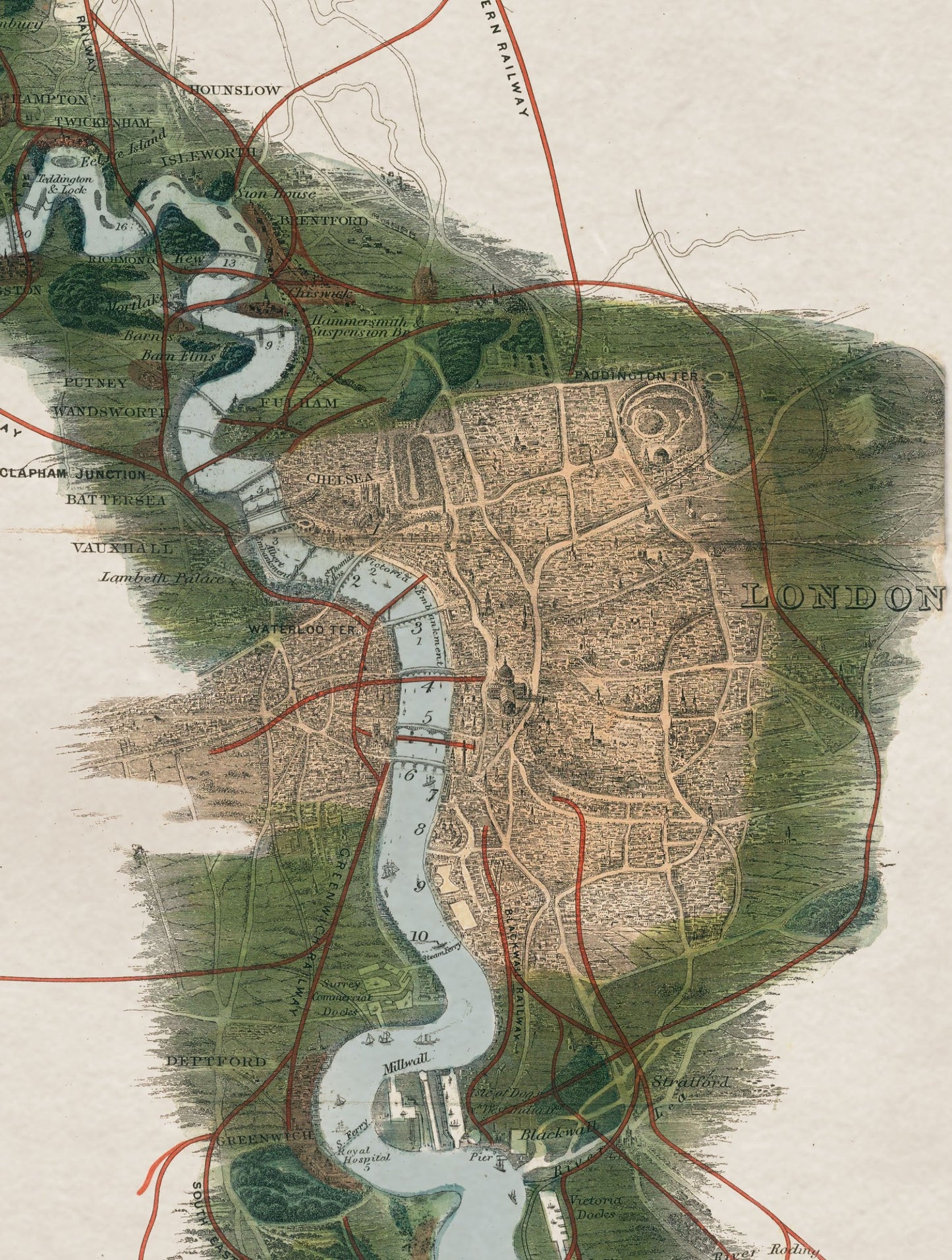 c.1834 Panoramic Map of the River Thames styled view – Leya Buster Interiors