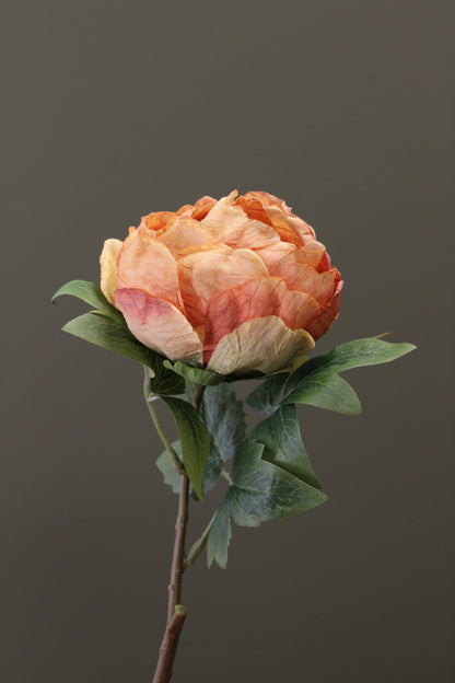 Vintage Peony Bud Stem – Burnt Orange faux peony bud in a warm autumn tone