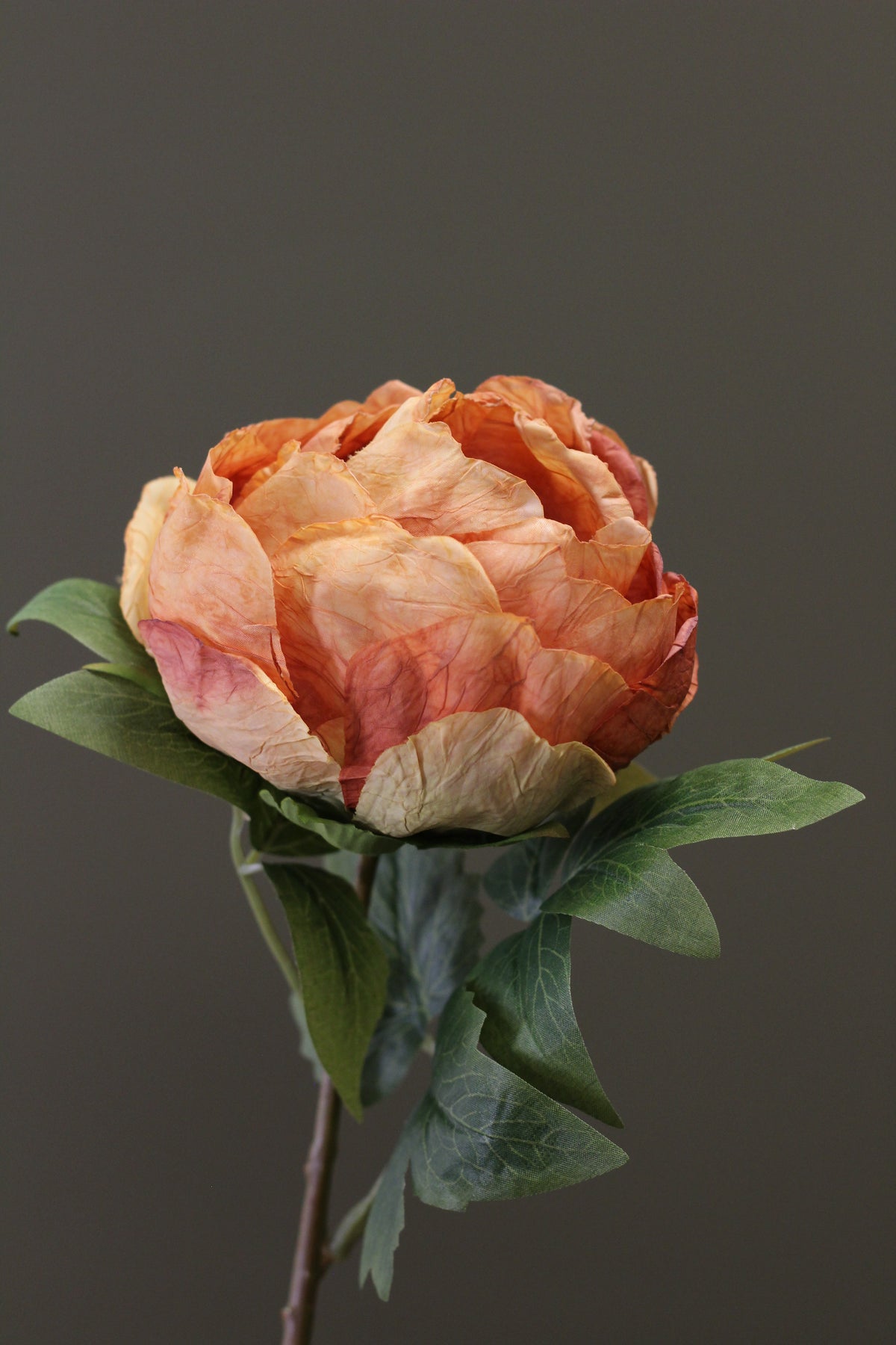 Vintage Peony Bud Stem – Burnt Orange styled in an autumn floral arrangement