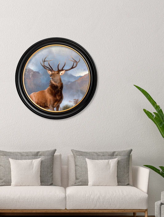 c.1851 Monarch of The Glen – Round Frame – framed wall art at Leya Buster Interiors