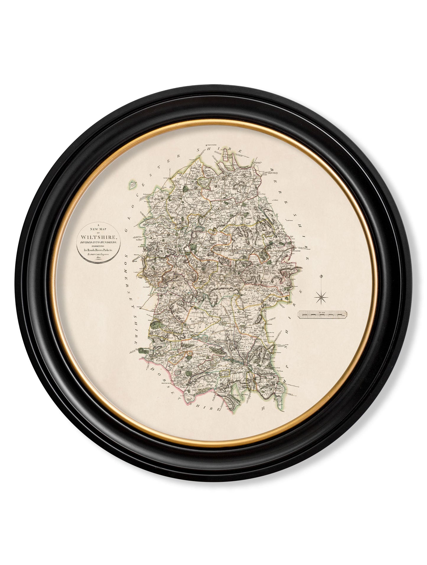 c.1806 County Maps of England – Round styled view – Leya Buster Interiors