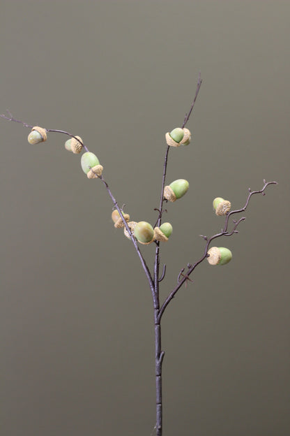 Woodland Acorn Branch – Green faux autumn branch with natural green acorn detail