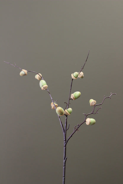 Woodland Acorn Branch – Green detail view of faux acorns and foliage