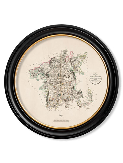 c.1806 County Maps of England – Round styled view – Leya Buster Interiors