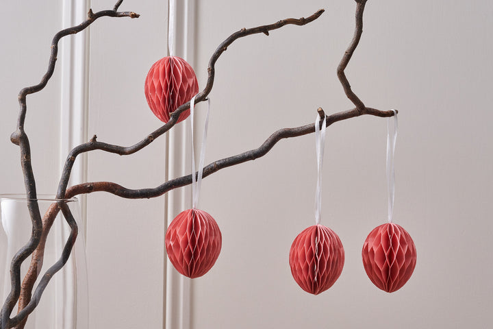 Pink Hanging Paper Easter Eggs – Set of 4 – decorative ornament at Leya Buster Interiors