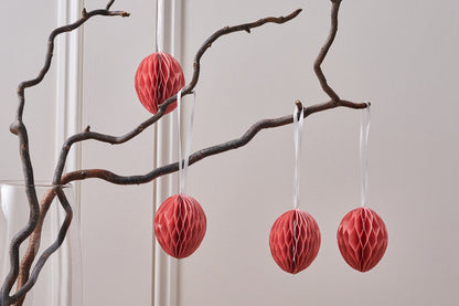 Pink Hanging Paper Easter Eggs – Set of 4 – decorative ornament at Leya Buster Interiors