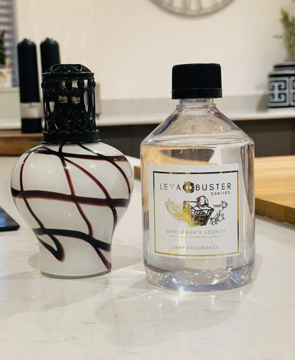 Gentleman’s Lounge Lamp Fragrance styled view – Leya Buster Interiors